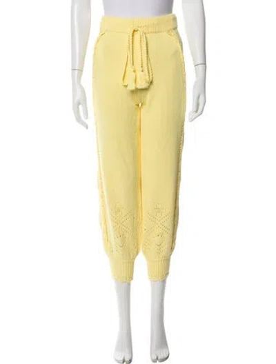 Pre-owned Loveshackfancy Skinny Leg Pants In Yellow