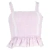 Loveshackfancy Skipper Pleated Sleeveless Bustier Top In Purple Cotton In Purple