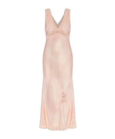 Loveshackfancy Bier Lace-embellished Silk Dress In Pink