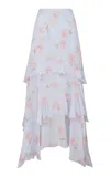 Loveshackfancy Soleia Floral Midi Skirt In Blue