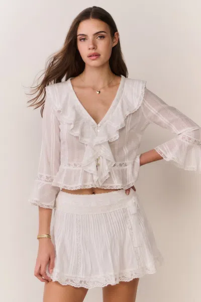 LOVESHACKFANCY SOLENA SKIRT WHITE