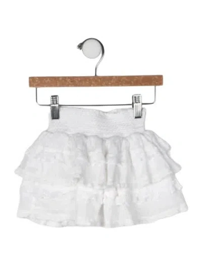 Pre-owned Loveshackfancy Babies' Solid Ruffled Skirt In White