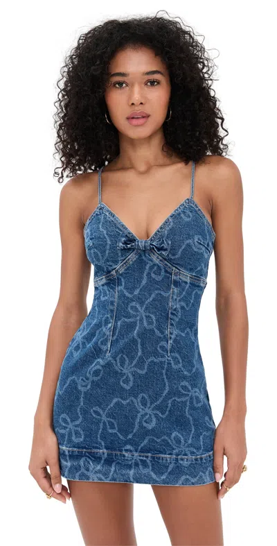 Loveshackfancy Solina Dress Bow Chambray In Brown