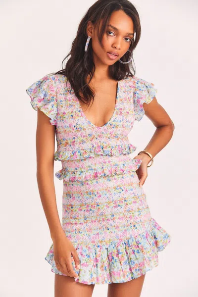 Loveshackfancy Sonora Mini Dress Coral Reef Waves