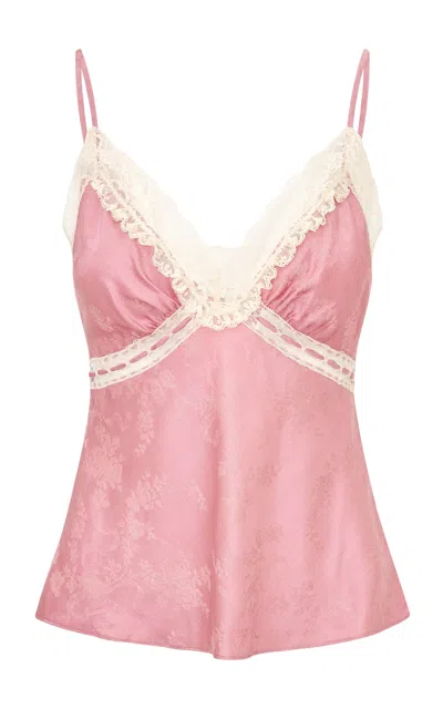Loveshackfancy Sonyaline Solid Jacquard Top In Pink