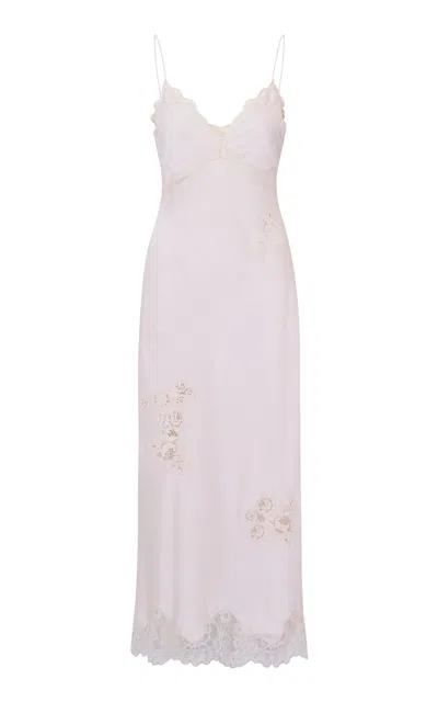 Loveshackfancy Sorone Lace-paneled Crepe Maxi Dress In Ivory
