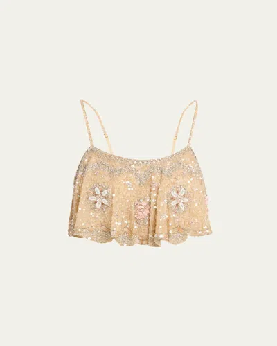 Loveshackfancy Sorwyn Embellished Crop Top