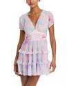 Loveshackfancy Spirea Printed Ruffle Tiered Dress In Sunset Shore
