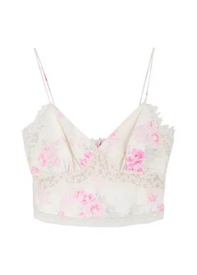 Loveshackfancy Spritely Floral-print Satin Camisole Top In Pink