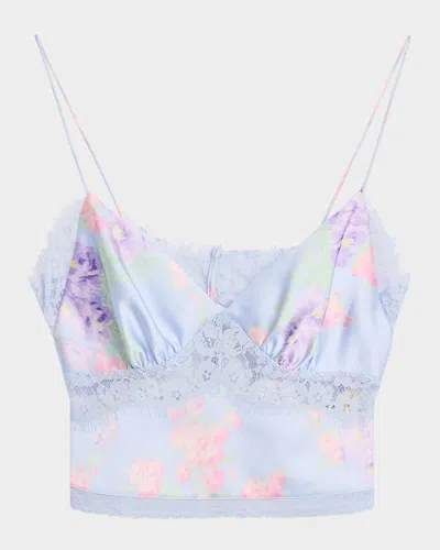Loveshackfancy Spritely Satin Floral Cami In Blue
