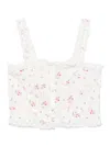 Loveshackfancy Vietta Ribbed Floral And Bow-embroidered Cotton Top