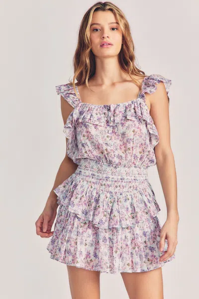 Loveshackfancy Square Neck Mini Dress In Floral Print