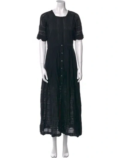 Pre-owned Loveshackfancy Square Neckline Long Dress In Black