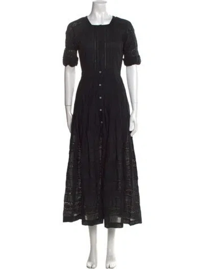 Pre-owned Loveshackfancy Square Neckline Long Dress In Black