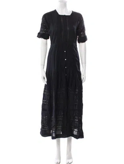 Pre-owned Loveshackfancy Square Neckline Long Dress In Black