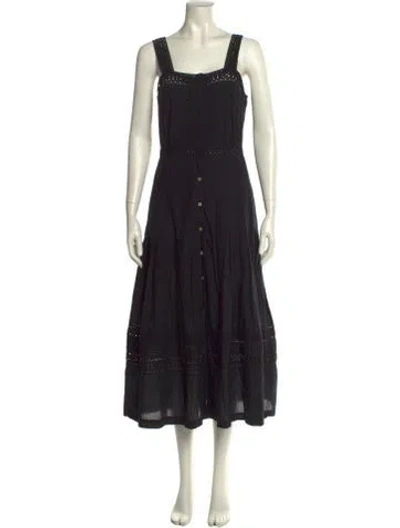 Pre-owned Loveshackfancy Square Neckline Long Dress In Black