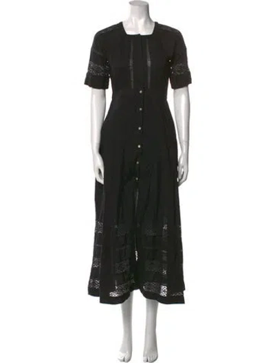 Pre-owned Loveshackfancy Square Neckline Long Dress In Black