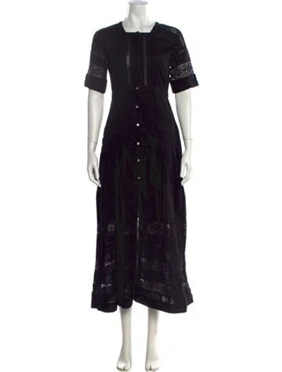 Pre-owned Loveshackfancy Square Neckline Long Dress In Black