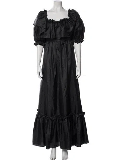 Pre-owned Loveshackfancy Square Neckline Long Dress In Black