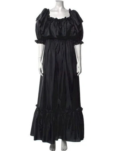 Pre-owned Loveshackfancy Square Neckline Long Dress In Black