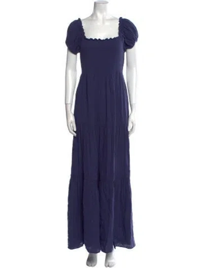 Pre-owned Loveshackfancy Square Neckline Long Dress In Blue