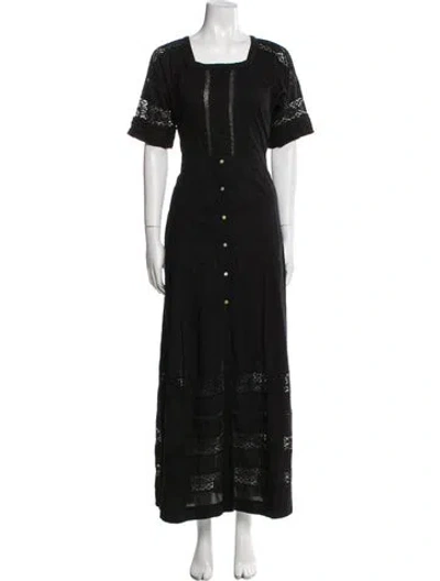 Pre-owned Loveshackfancy Square Neckline Long Dress In Blue