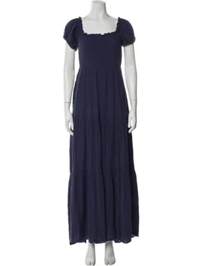 Pre-owned Loveshackfancy Square Neckline Long Dress In Blue