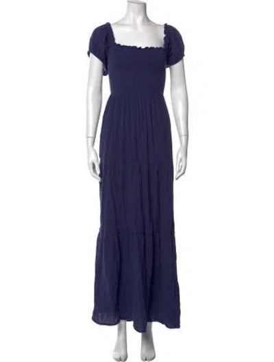 Pre-owned Loveshackfancy Square Neckline Long Dress In Blue