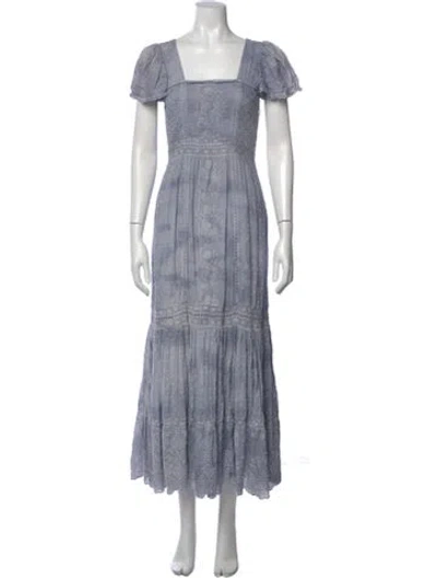 Pre-owned Loveshackfancy Square Neckline Long Dress In Blue
