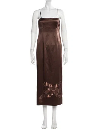 Pre-owned Loveshackfancy Square Neckline Long Dress In Brown