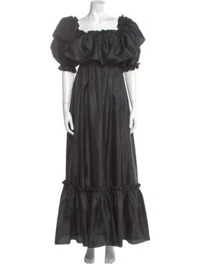 Pre-owned Loveshackfancy Square Neckline Long Dress In Gray