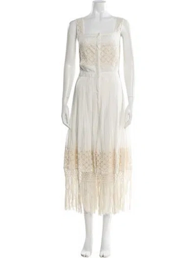 Pre-owned Loveshackfancy Square Neckline Long Dress In Neutral