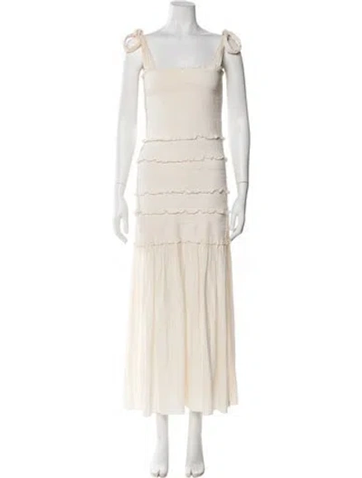 Pre-owned Loveshackfancy Square Neckline Long Dress In Neutral