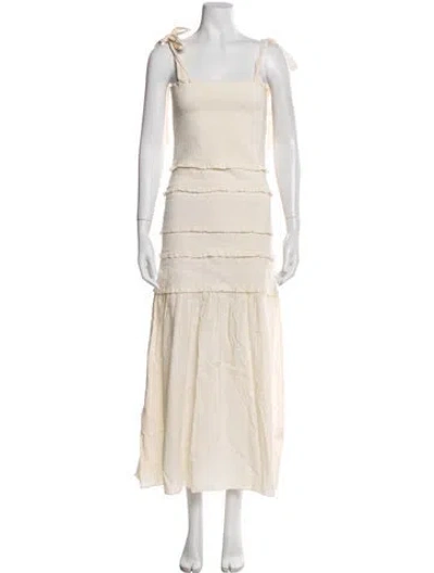 Pre-owned Loveshackfancy Square Neckline Long Dress In Neutral