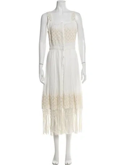 Pre-owned Loveshackfancy Square Neckline Long Dress In Neutral