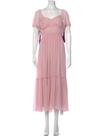 Pre-owned Loveshackfancy Square Neckline Long Dress In Pink