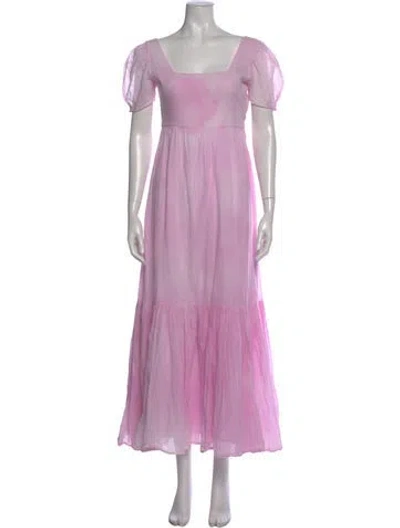Pre-owned Loveshackfancy Square Neckline Long Dress In Pink