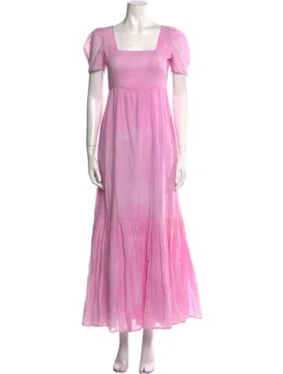 Pre-owned Loveshackfancy Square Neckline Long Dress In Pink