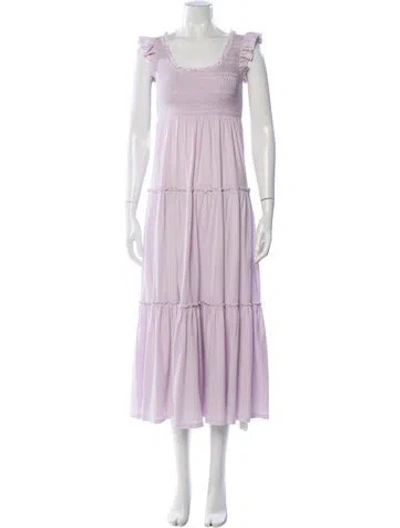 Pre-owned Loveshackfancy Square Neckline Long Dress In Pink