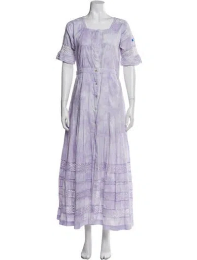 Pre-owned Loveshackfancy Square Neckline Long Dress In Purple