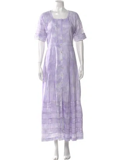 Pre-owned Loveshackfancy Square Neckline Long Dress In Purple