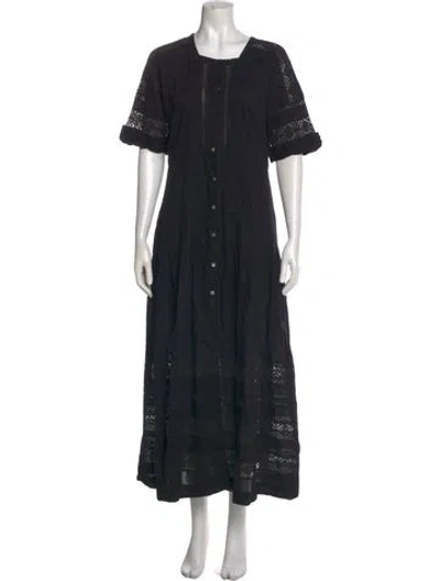 Pre-owned Loveshackfancy Square Neckline Long Dress W/ Tags In Black