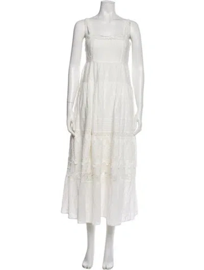 Pre-owned Loveshackfancy Square Neckline Long Dress W/ Tags In White