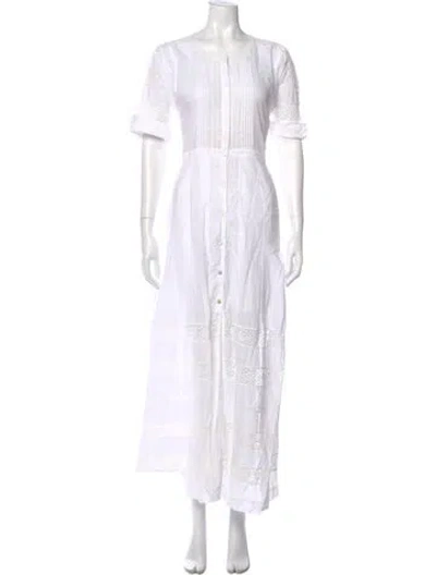 Pre-owned Loveshackfancy Square Neckline Long Dress W/ Tags In White