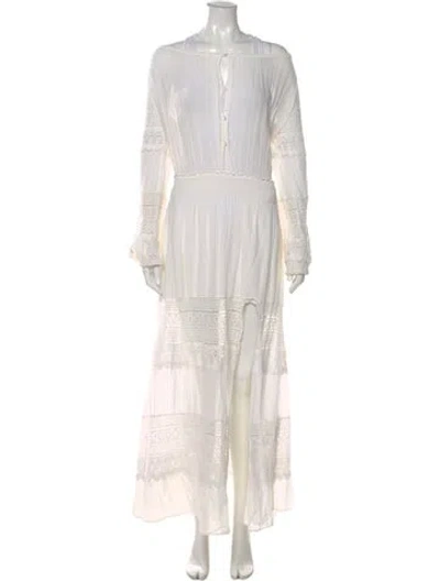 Pre-owned Loveshackfancy Square Neckline Long Dress In White