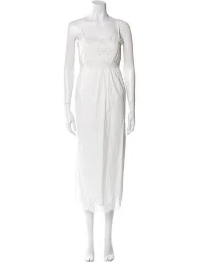 Pre-owned Loveshackfancy Square Neckline Long Dress In White