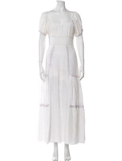 Pre-owned Loveshackfancy Square Neckline Long Dress In White