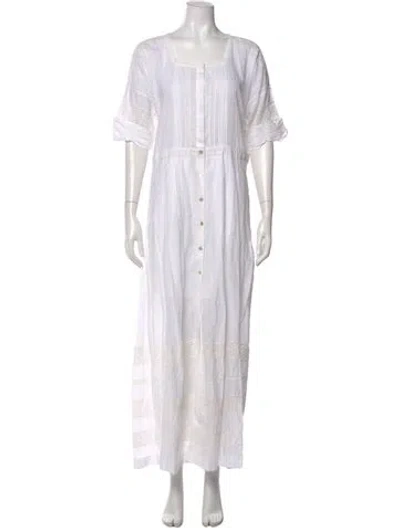 Pre-owned Loveshackfancy Square Neckline Long Dress In White