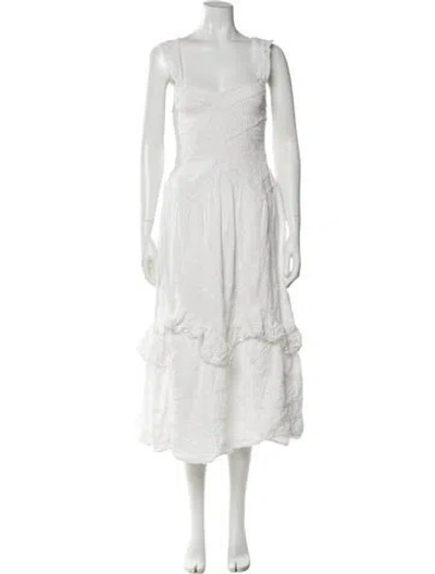 Pre-owned Loveshackfancy Square Neckline Long Dress In White