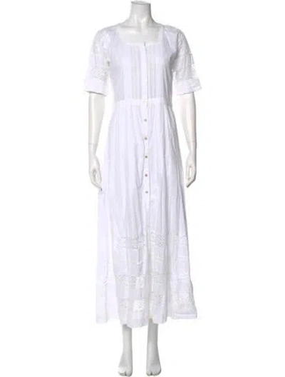 Pre-owned Loveshackfancy Square Neckline Long Dress In White